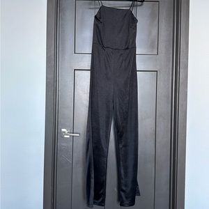 ZARA | satin square neck jumpsuit